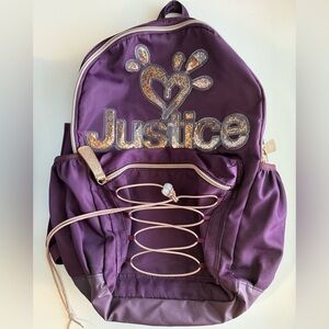 Justice™ Girls Nylon Multi Compartment 17” Backpack With Glitter Logo
